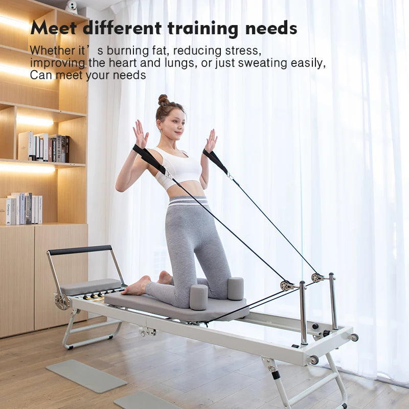 Large Folding Pilates Reformer Equipment Core Yoga Bed Home Fitness Weight Loss Steel ABS Steels Material Pilates Machine