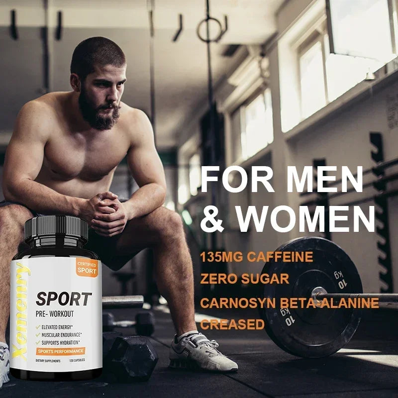 Sport Pre Workout Supplement - Increase Muscle Strength, Improve Athletic Performance, Reduce Fatigue, Gluten-free