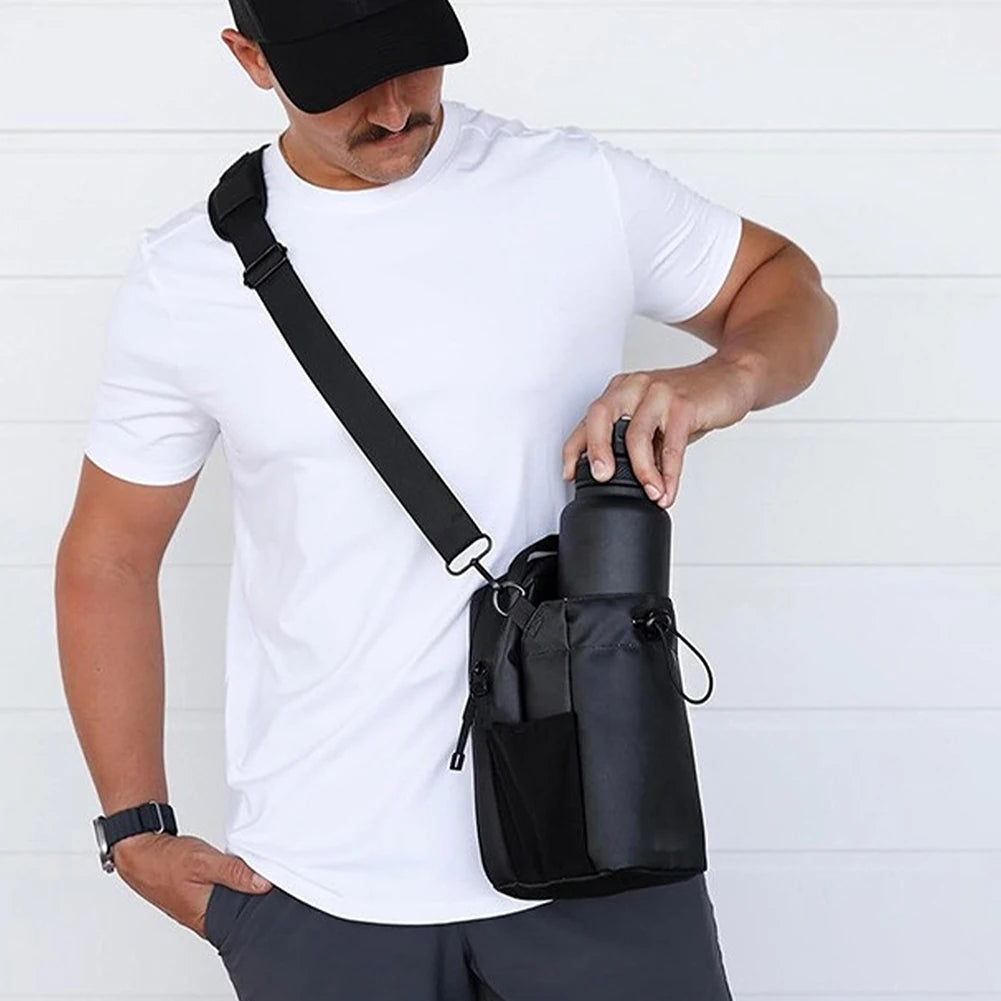 Magnetic Gym Sling Bag Waterproof Magnet Water Bottle Pouch Large Capacity Portable Travel Sports Bag Travel Fitness Accessories