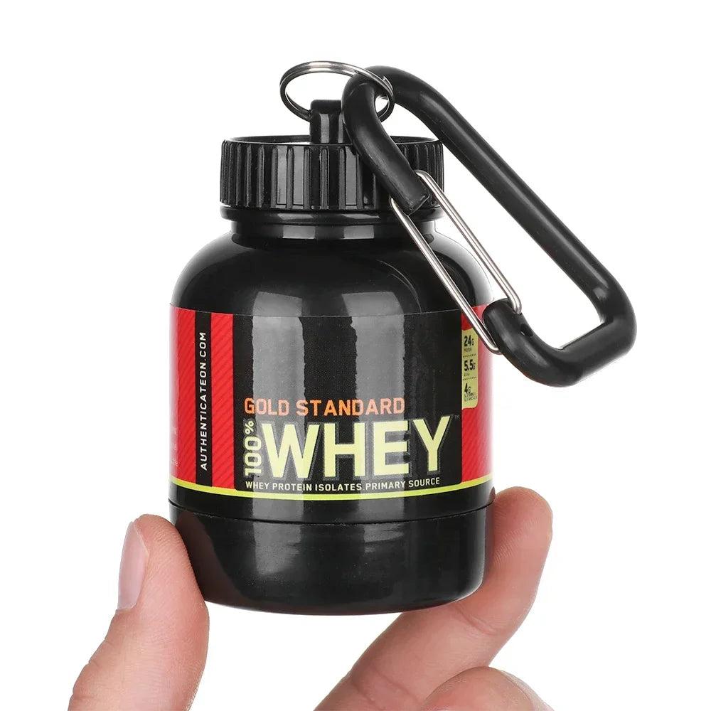 100/200ML Portable Mini Protein Powder Bottle with Keychain Health Funnel Medicine Box Container Small Cup Outdoor Sport Storage