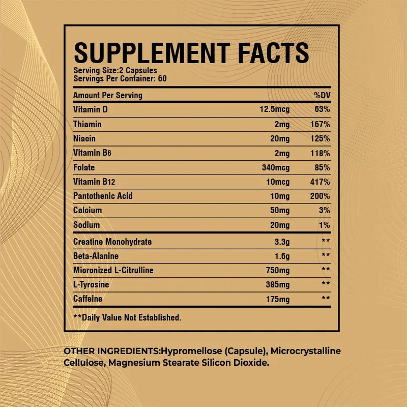 Pre-Workout Supplement - Replenish Energy, To Help Build Muscle, Enhance Energy and Performance