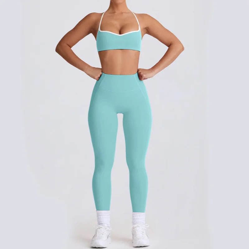2025 New Women's Yoga Set-High Waist Butt-Lifting Slim Workout Outfit,Backless Sports Bra&Compression Leggings for Yoga, Gym