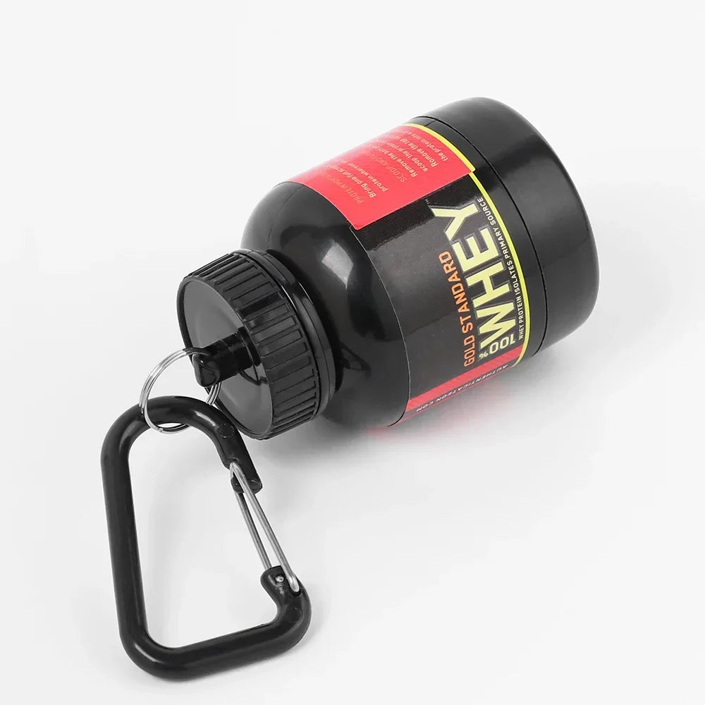 100/200ML Portable Mini Protein Powder Bottle with Keychain Health Funnel Medicine Box Container Small Cup Outdoor Sport Storage