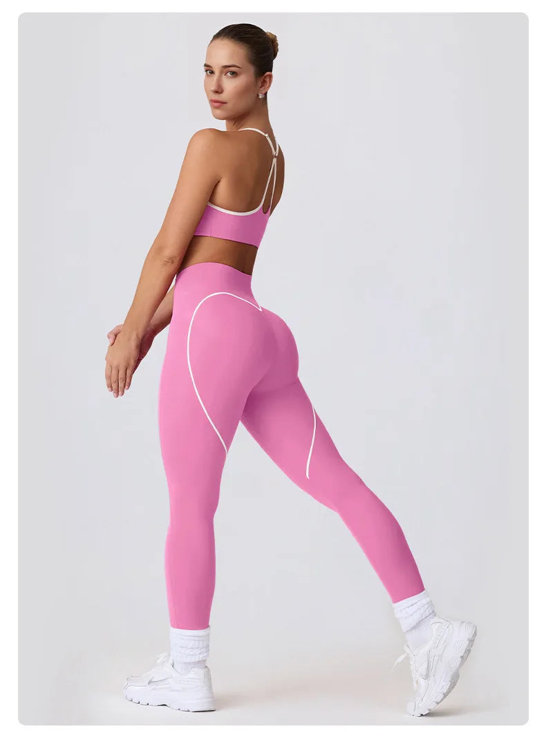 2025 New Women's Yoga Set-High Waist Butt-Lifting Slim Workout Outfit,Backless Sports Bra&Compression Leggings for Yoga, Gym