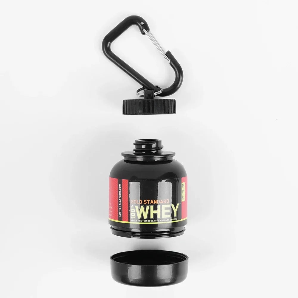 100/200ML Portable Mini Protein Powder Bottle with Keychain Health Funnel Medicine Box Container Small Cup Outdoor Sport Storage