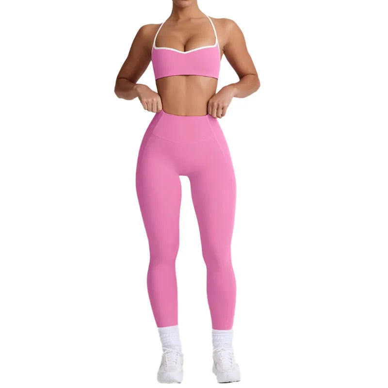 2025 New Women's Yoga Set-High Waist Butt-Lifting Slim Workout Outfit,Backless Sports Bra&Compression Leggings for Yoga, Gym