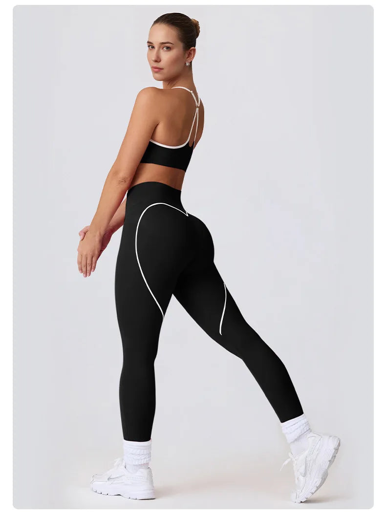 2025 New Women's Yoga Set-High Waist Butt-Lifting Slim Workout Outfit,Backless Sports Bra&Compression Leggings for Yoga, Gym
