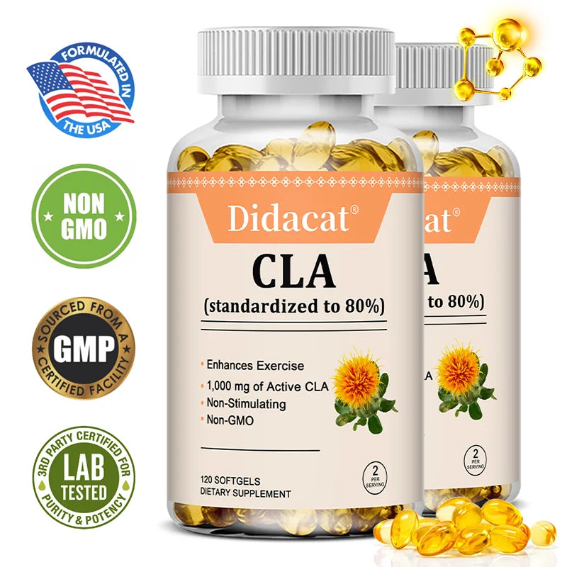 CLA Capsules 1000mg, 80% Active CLA, Support Weight Management, Promote Energy Metabolism, Enhance Exercise