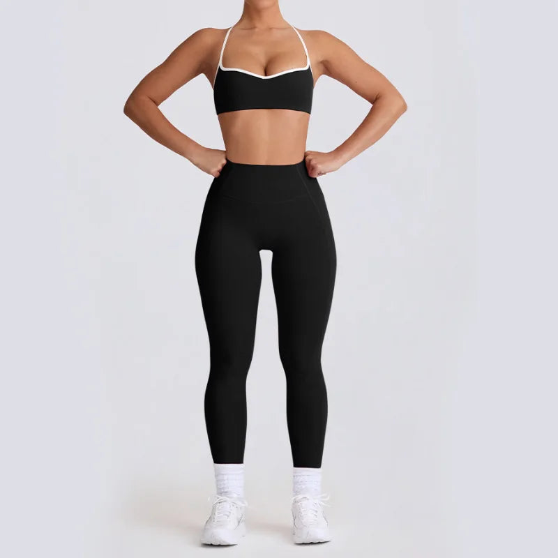 2025 New Women's Yoga Set-High Waist Butt-Lifting Slim Workout Outfit,Backless Sports Bra&Compression Leggings for Yoga, Gym