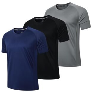 3 Pack Mens Running T Shirts Gym Clothes ShirtsQuick Dry Moisture Wicking Athletic Shirt Breathable Cool Workout Tshirts