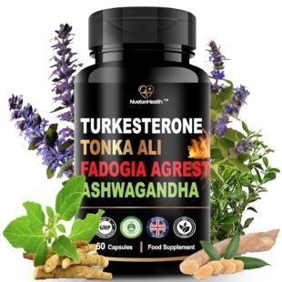 4-in-1 Male Vitality Complex – Turkesterone, Tonka Ali, Fadogia Agrestis & Ashwagandha – Natural Botanical Formula for Muscle Growth, Vitality, Energy & Performance – 60 Vegan...