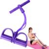 Feezi 4 Tubes Elastic Sit Up Pull Rope with Foot Pedal, Abdominal, Leg, Waist Exerciser for Home Gym Yoga, Fitness