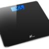 HomeFashion HFitness 28x28cm 180KG Digital Bathroom Scale Weighing Scales For Body Weight Backlit Display Weight Management Black