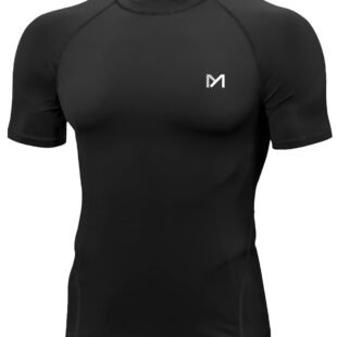 MEETYOO Men's Compression Shirt, Base Layer Top Long/Short Sleeve T-Shirt Sports Gear Fitness Tights for Running Gym Workout