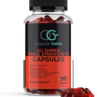 OG Shred Triple Strength T5 Capsules, Boosting Workout, Fat Burner and Weight Management for Women and Men, UK Healthcare Practitioner's Approved Formulation