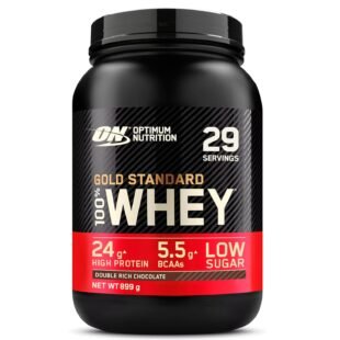 Optimum Nutrition Gold Standard Whey Protein, Muscle Building Powder with Naturally Occurring Glutamine and Amino Acids, Double Rich Chocolate, 29 Servings, 899 g, Packaging May...